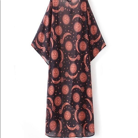 Boho Celestial Sun and Moon Kimono - Picture 4 of 8